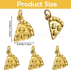 304ステンレススチールペンダント5個  18KGP本金メッキ  丸カン付き  食べ物の形チャーム  ピザ  13.5x12x2mm  穴：3.5mm&nbsp;STAS-SZ0003-42G-03