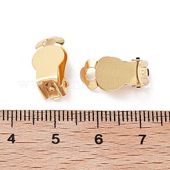 304ステンレススチール製クリップオンイヤリング金具  丸いフラットパッド付き  フラットラウンド  18KGP本金メッキ  トレイ：8mm  18x8x6mm  穴：3mm&nbsp;STAS-T045-33A-G