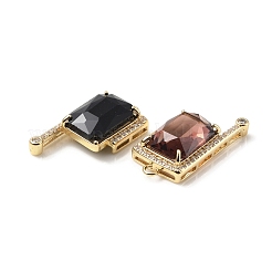 真鍮にK9ガラスとラインストーンのペンダント  ライトゴールド  長方形チャーム  ミックスカラー  26.5x13.5x7.5mm  穴：2mm&nbsp;KK-C024-33KCG