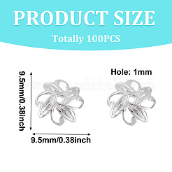 100個の真鍮ビーズキャップ  花  カドミウムフリー＆ニッケルフリー＆鉛フリー  プラチナ  9.5x2mm  穴：1mm&nbsp;KK-TADJ0001-35