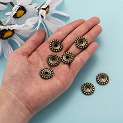 チベット風合金ビーズ  花  カドミウムフリー＆ニッケルフリー＆鉛フリー  アンティークブロンズ  17.5x3mm  穴：4mm&nbsp;MLF10788Y-NF