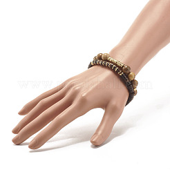 Coconut & Synthetic Hematite & Natural Picture Jasper Beads Stretch Bracelets Set&nbsp;BJEW-JB07498
