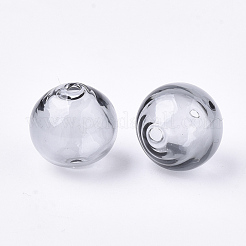 手作り吹きガラスビーズ  ラウンド  濃いグレー  14x14mm  穴：1~2mm&nbsp;BLOW-T001-32A-06