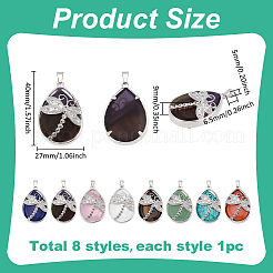 7Pcs 7 Colors Natural & Synthetic Mixed Gemstone Pendants&nbsp;G-PH0003-30