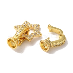 Star Rack Plating Brass Micro Pave Clear Cubic Zirconia Fold Over Clasps&nbsp;KK-A225-07G