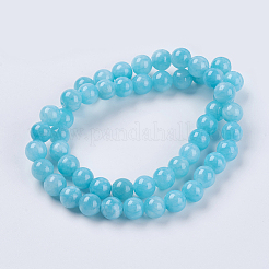 天然石イエロージェイド翡翠ビーズ連売り  染め  ラウンド  ダークターコイズ  8mm  穴：1mm  約50個/連  15.75インチ&nbsp;G-G598-8mm-YXS-28