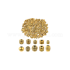 チベット風合金ビーズ  混合形  アンティーク黄金  4~8x4~7mm  穴：1.5~3.5mm  20個/スタイル&nbsp;TIBEB-GA0001-02AG