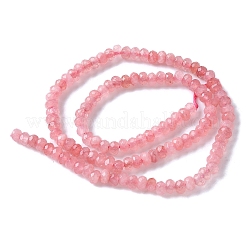 染め天然マレーシアジェイド翡翠ロンデルビーズ連売り  多面カット  ショッキングピンク  4x2~3mm  穴：1mm  約110~115個/連  14インチ&nbsp;G-E316-2x4mm-66