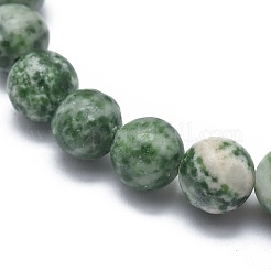 Natural Green Spot Jasper Bead Stretch Bracelets&nbsp;BJEW-K212-C-017