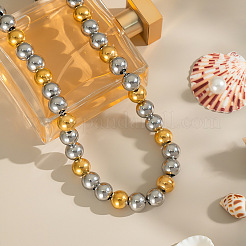 European 8MM 304 Stainless Steel Silver Round Beaded Necklaces for Women&nbsp;OD8849-3
