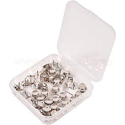 真鍮製ブローチ基礎金具セッティング台  ブローチパーツ  プラチナ  10x9mm  ピン：1mm  30セット /箱&nbsp;KK-BC0005-03P
