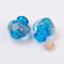 手作りの蓄光香水瓶のペンダント  精油ボトル  金の砂  ハート  ミックスカラー  25~26.5mm  穴：5mm  ボトル容量：0.5~1ml（0.017~0.03液量オンス）&nbsp;LAMP-P044-K