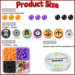 ハロウィーンテーマの DIY ストレッチ ブレスレット ジュエリー キット  ミックスカラー  6~9.5x0.8~5.5mm  穴：1.5~1.8mm&nbsp;DIY-YW0010-03