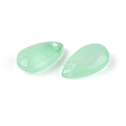 透明スプレー塗装ガラスチャーム  ドロップ  アクアマリン  13.5~14x7.5x5mm  穴：1mm&nbsp;GLAA-S183-03B