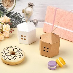 20袋2色の紙製ギフト包装箱  麻縄と見える窓付き  家の形  ミックスカラー  8.5x8.5x6.5cm  10袋/色&nbsp;CON-CJ0001-29