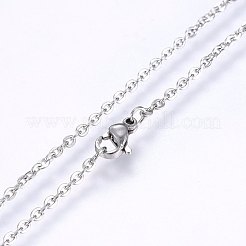 変色しない304ステンレススチールアズキチェーンネックレス  カニカン付き  ステンレス鋼色  18.1インチ（46cm）  2mm&nbsp;NJEW-F221-03P