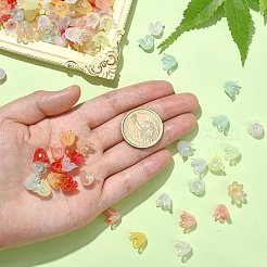 300枚の花びらのイミテーションゼリーアクリルビーズキャップ6個。  ABカラーメッキ  花  ミックスカラー  11.5x10.5x8.5mm  穴：1.4mm&nbsp;JACR-CJ0001-02