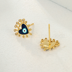 Fashionable Heart with Evil Eye Brass Stud Earrings&nbsp;TZ1681