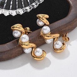 304 Stainless Steel Twist Stud Earrings&nbsp;EJEW-L287-067G