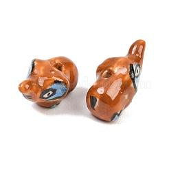 手作りの陶器ビーズ  手描き  動物  チョコレート  象  10.5~11x20.5~21.5x10.5mm  穴：1.5~1.6mm&nbsp;PORC-A033-04B