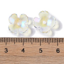 ベーキングペイントガラスビーズキャップ  4  - 花びらの花  ミックスカラー  12x12x4.5mm  穴：1.4mm&nbsp;GLAA-S202-04