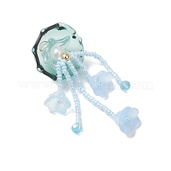 Glass Seed Beaded Jellyfish Big Pendants&nbsp;X-PALLOY-MZ01166-04