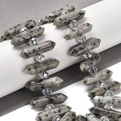 天然ゴマジャスパーの両端が尖ったビーズの連売り  ガラスビーズ  ファセット弾丸  31~33x7~9x7~9mm  穴：1mm  約26~27個/連  15.16~15.75''（38.5~40センチメートル）&nbsp;G-H069-B05-01