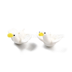 手作りランプワークビーズ  ガチョウ  ホワイト  25~29x21~27x10~16mm  穴：1.5~1.8mm&nbsp;LAMP-I024-19