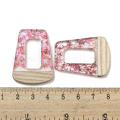 ウッドペンダント  樹脂と金箔  台形  サクランボ色  37.5x27.5x4mm  穴：2mm&nbsp;FIND-B042-11D