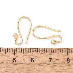 真鍮のピアスフック  羊飼いのフック耳ワイヤー  カドミウムフリー＆鉛フリー  24KGP本金メッキ  18x1~2.5mm  ピン：1mm&nbsp;KK-G604-04G
