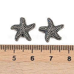 チベット風合金ビーズ  ヒトデ  カドミウムフリー＆鉛フリー  タイスターリングシルバーメッキ  13.5x14x3.5mm  穴：1.4mm&nbsp;FIND-C068-08AS
