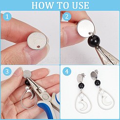 36Pcs 3 Size Flat Round 304 Stainless Steel Stud Earring Findings&nbsp;STAS-SP0001-59P