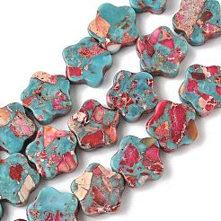 染色合成インペリアルジャスパービーズ連売り  花  レッド  13~14x13.5~14x4~5mm  穴：1mm  約29個/連  14.96''（38cm）〜15.35''（39cm）&nbsp;G-D337-14mm-B04