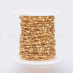 イオンプレーティング（IP）ハンドメイド304ステンレススチールリンクバーチェーン  ハンダ付け  スプールで  スター  ゴールドカラー  10x4.5x2mm  約32.8フィート（10m）/ロール&nbsp;STAS-G038-19G