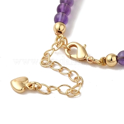 4mm Round Natural Amethyst Beaded Bracelets&nbsp;BJEW-P318-03G-01