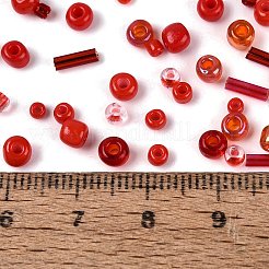 ガラスシードビーズ＆バグルビーズ  混合スタイル  混合図形  ファイヤーブリック  1.5~4x1~7mm  穴：0.9~1.4mm  約8100個/ポンド&nbsp;SEED-Q041-04C
