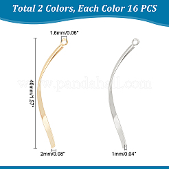 32個2色304ステンレスペンダント  ツイスト  ゴールデン·ステンレス鋼色  40x2x1mm  穴：1.6mm  16個/カラー&nbsp;STAS-UN0037-44