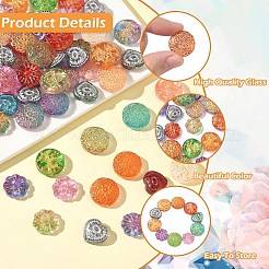 80個 4スタイル ベーキングペイント 透明ガラスビーズ  混合図形  ミックスカラー  14.5~18x15~18x5~7.5mm  穴：1~1.4mm  20個/スタイル&nbsp;DGLA-YW0001-66