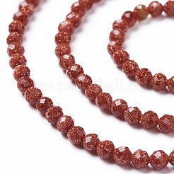 合成ゴールドストーン金砂石ビーズ連売り  多面カット  ラウンド  3mm  穴：0.5mm  約128~130個/連  36cm&nbsp;G-L581A-004B