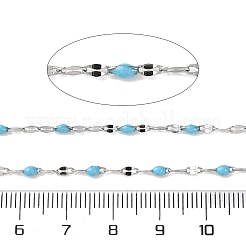 304ステンレススチールリンクチェーン  スプールで  エナメル  ハンダ付け  ゴールドカラー  スチールブルー  4~10x2x0.4~2mm  約32.8フィート（10m）/ロール&nbsp;CHS-F002-A10-P