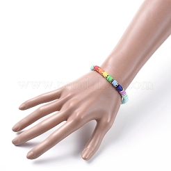 Handmade Polymer Clay Heishi Beads Stretch Bracelets&nbsp;BJEW-JB05160-M