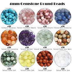DIY ラウンド天然 & 合成宝石ビーズ ストレッチ ブレスレット キット  4mm  穴：0.6~1mm  12スタイル&nbsp;DIY-YW0011-65