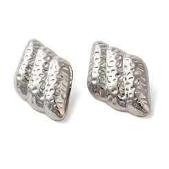 女性用304ステンレススチールスタッドピアス  プラチナ  菱形  38.5x23mm&nbsp;LS-EJEW-U019-01P-02