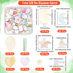マカロンカラーの天然シェルビーズ120個  染め  ミックスカラー  混合図形  3~15.5x3~15.5x2~4.5mm  穴：0.4~0.8mm&nbsp;SHEL-SC0001-71