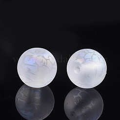 電気メッキガラスビーズ  艶消し  模様のラウンド  クリアAB  8~8.5mm  穴：1.5mm&nbsp;X-EGLA-S178-03I