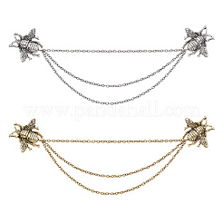 2Pcs 2 Colors Double Bee Hanging Chain Brooch&nbsp;JEWB-GO0001-01
