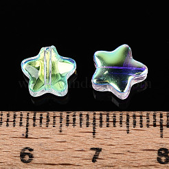 透明なガラスビーズを電気  スター  緑黄  8x8x4mm  穴：0.9~1mm  約1950~2000個/袋&nbsp;GLAA-T025-30C