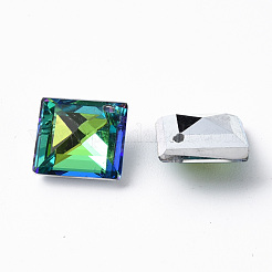 電気メッキガラスチャーム  シルバーメッキのボトム  多面カット  菱形  ミックスカラー  13x13x5mm  穴：1mm  45個/ボードについて  5ボード/ボックス&nbsp;EGLA-N006-021B-1