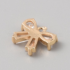 真鍮製マイクロパヴェキュービックジルコニアチャーム  蝶結び  ライトゴールド  10.5x12.5x3mm  穴：1.2mm&nbsp;KK-WH20007-03A-KCG