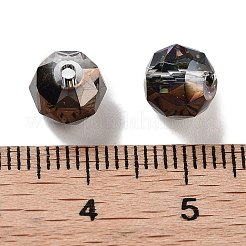 丸いガラスビーズを電気メッキする  半分虹メッキ  多面カット  ブラック  8mm  穴：1.4mm&nbsp;EGLA-A043-01-HP02